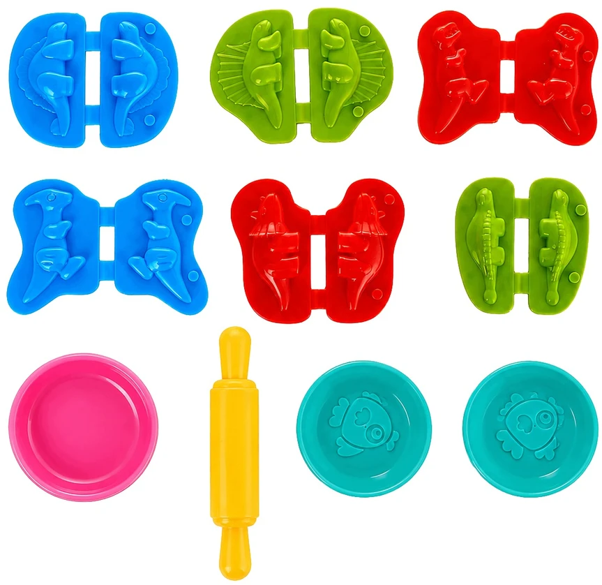 Plastilinas lipni masė makaronų gaminimo mašinėlė dinozaurai gyvūnai formelės rinkinys vaikams 40 detalių „click4toys“