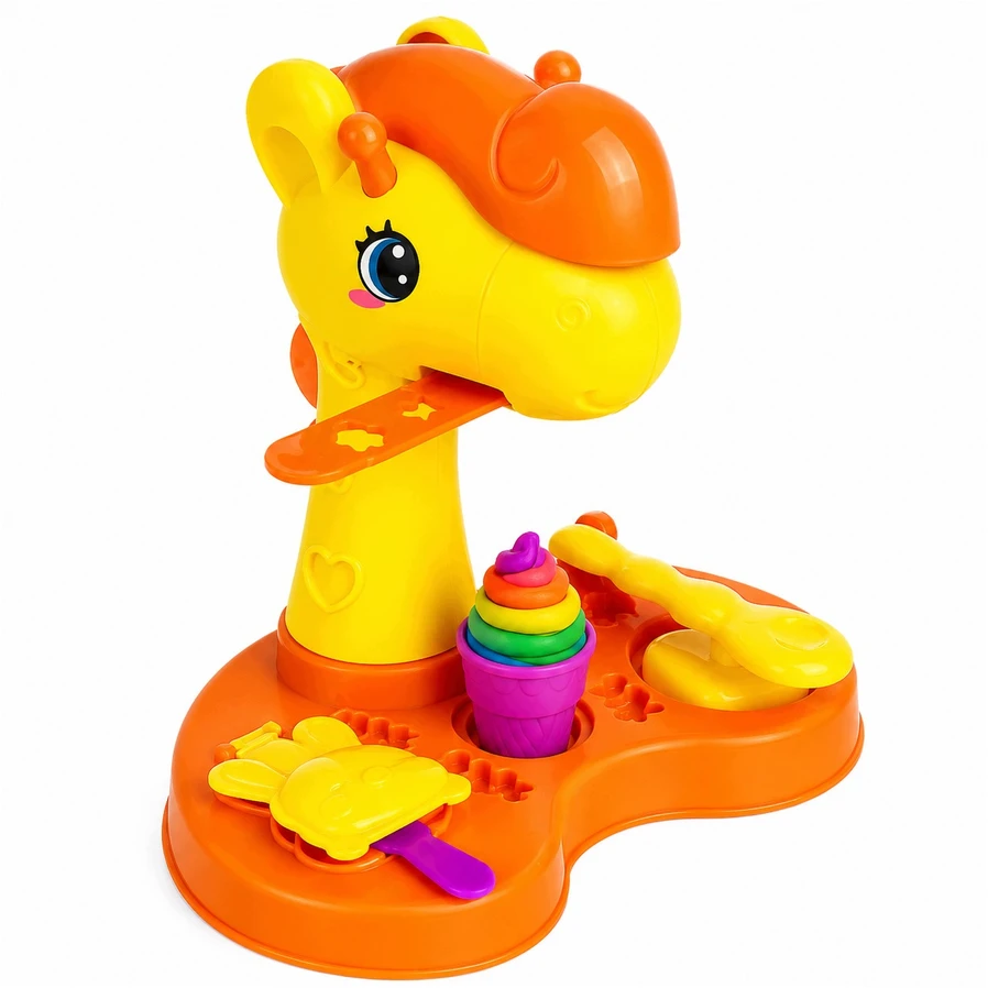 Plastilinas lipni masė makaronų gaminimo mašinėlė žirafa ledai formelės rinkinys vaikams 31 elementas „click4toys“