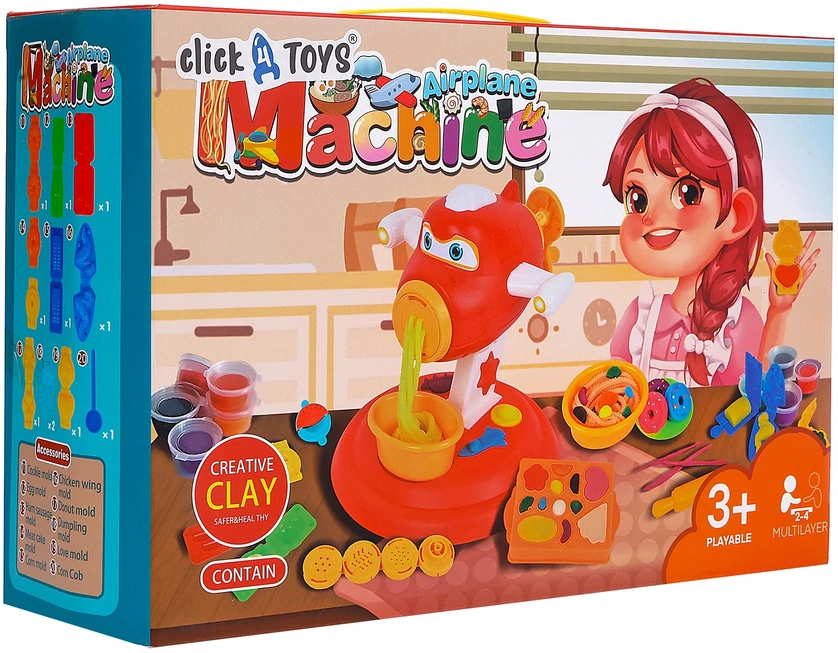 Plastilinas lipni masė makaronų gaminimo mašinėlė rinkinys vaikams 38 elementai „click4toys“