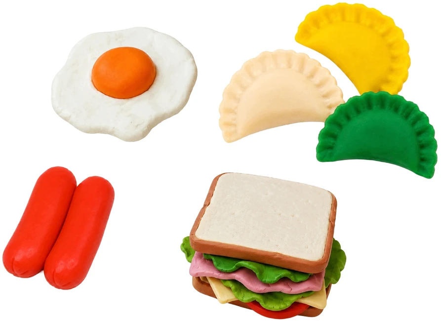Plastilinas lipni masė makaronų gaminimo mašinėlė sensorinis žaislas rinkinys vaikams 24 elementai click4toys
