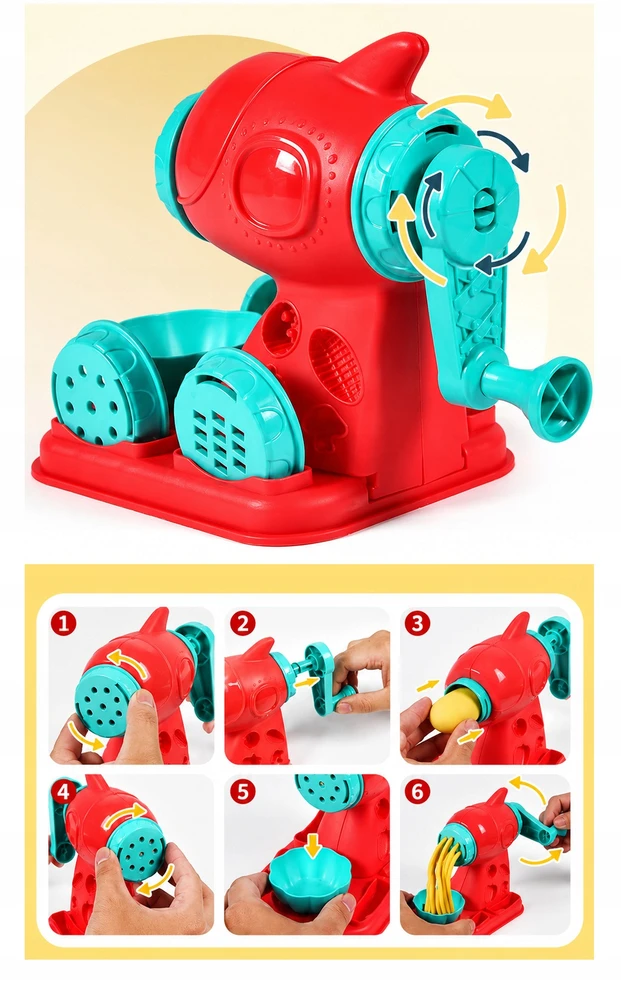 Plastilinas lipni masė makaronų gaminimo mašinėlė formelės rinkinys vaikams 38 elementai „click4toys“