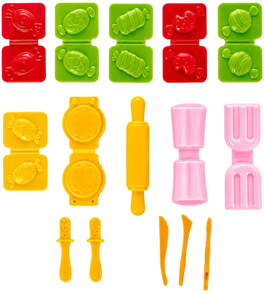 Plastilinas lipni masė makaronų gaminimo mašinėlė formelės ledai saldainiai rinkinys vaikams 46 elementai „click4toys“