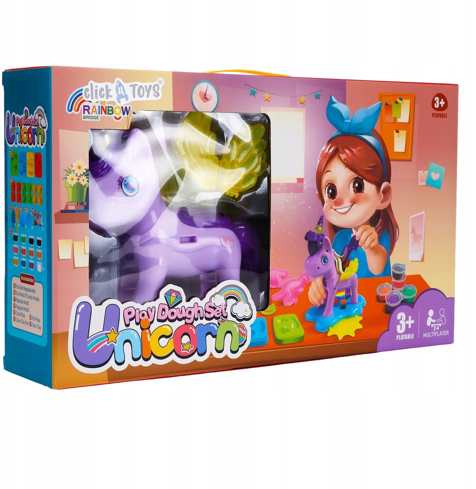 Plastilinas lipni masė makaronų gaminimo mašinėlė vienaragis formelės dinozaurai rinkinys vaikams 51 elementas „click4toys“