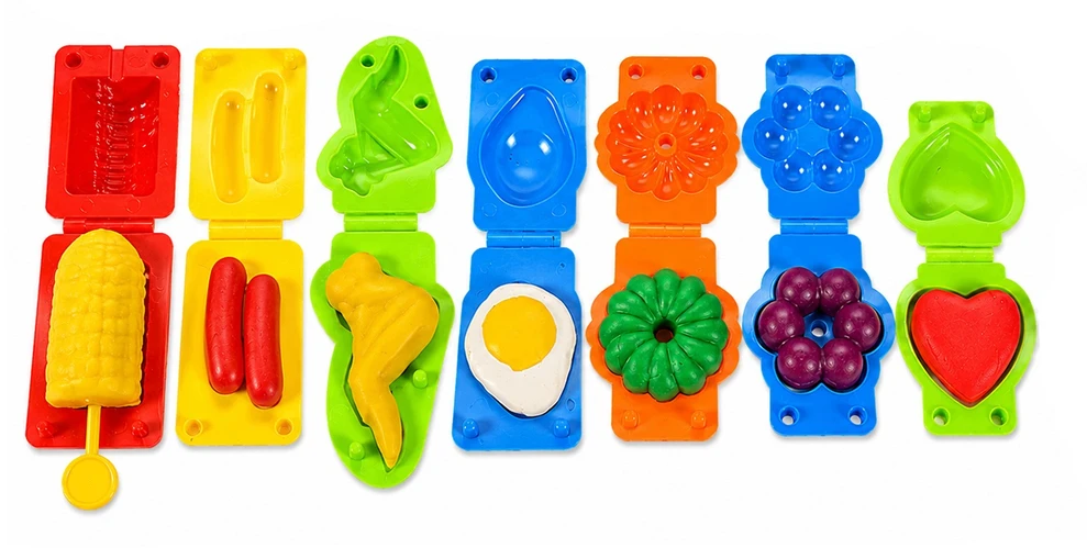 Plastilinas lipni masė sumuštinių keptuvė mėsainis formelės 3D rinkinys vaikams 40 dalių „click4toys“
