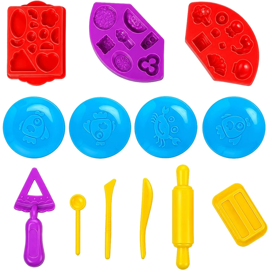 Plastilinas lipni masė sumuštinių keptuvė mėsainis formelės 3D rinkinys vaikams 40 dalių „click4toys“