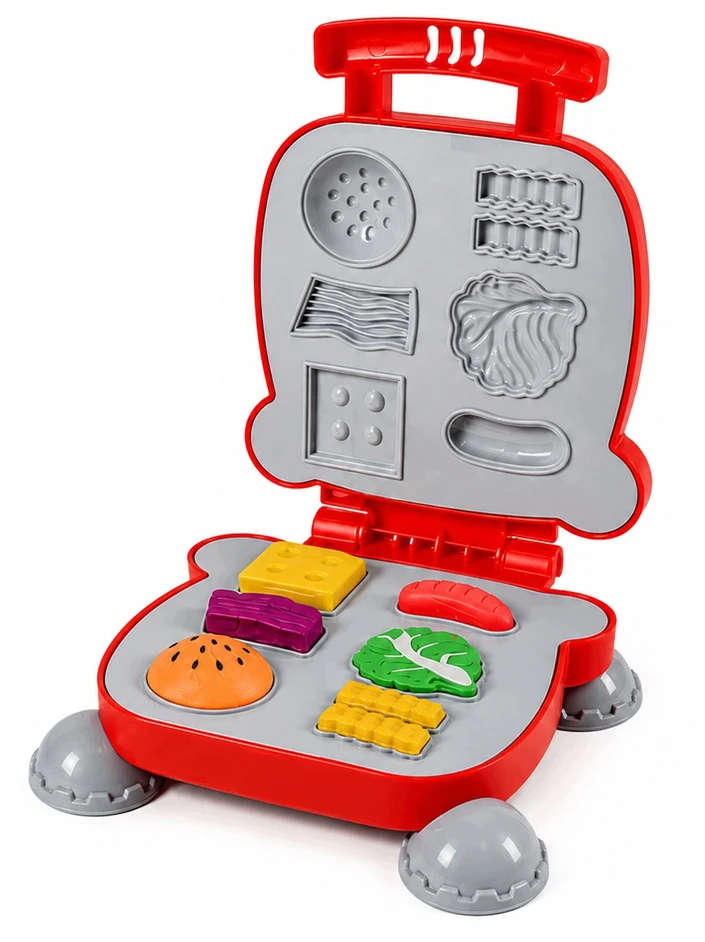Plastilinas lipni masė sumuštinių keptuvė mėsainis formelės 3D rinkinys vaikams 40 dalių „click4toys“