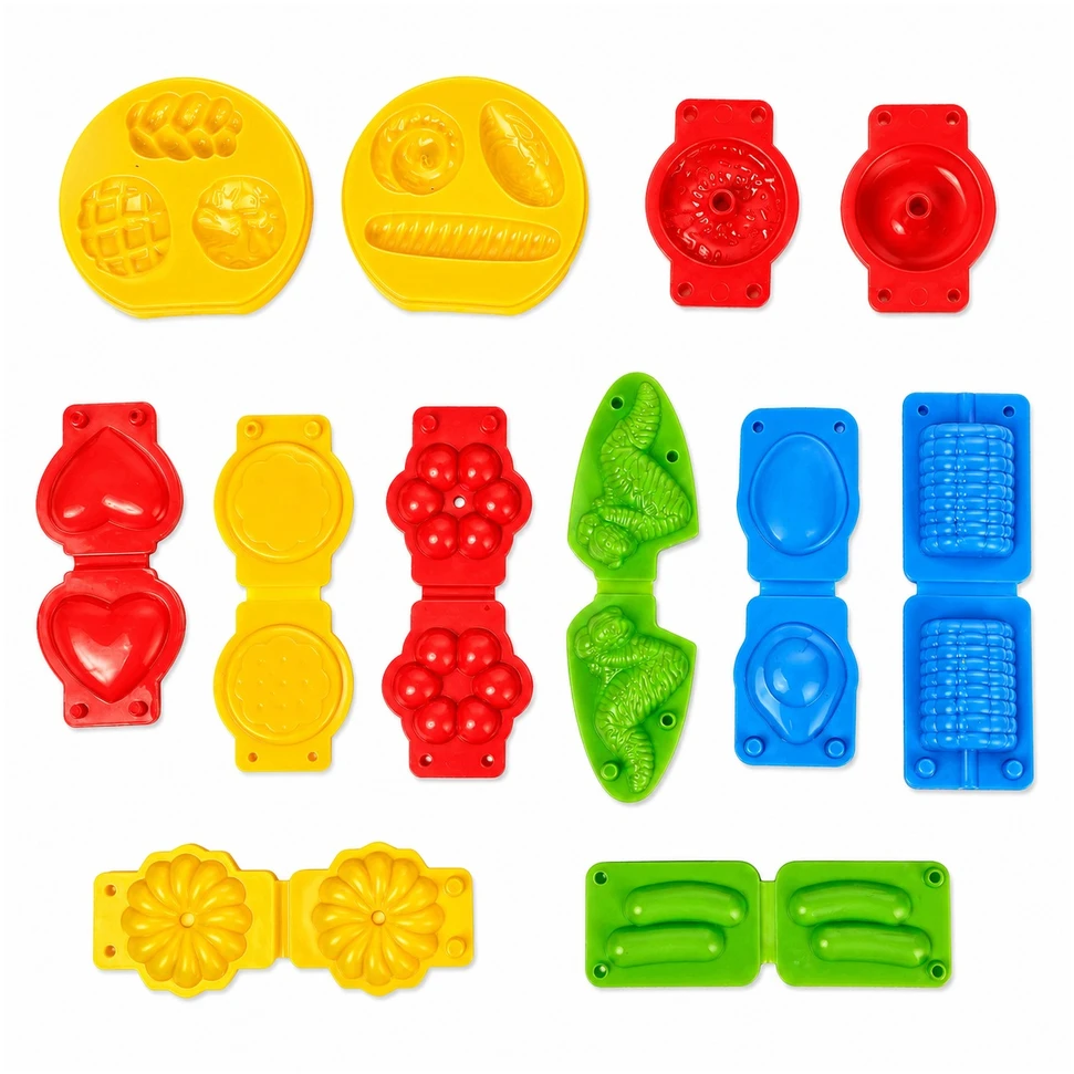 Plastilinas lipni masė sumuštinių keptuvė mėsainis formelės 3D rinkinys vaikams 40 dalių „click4toys“