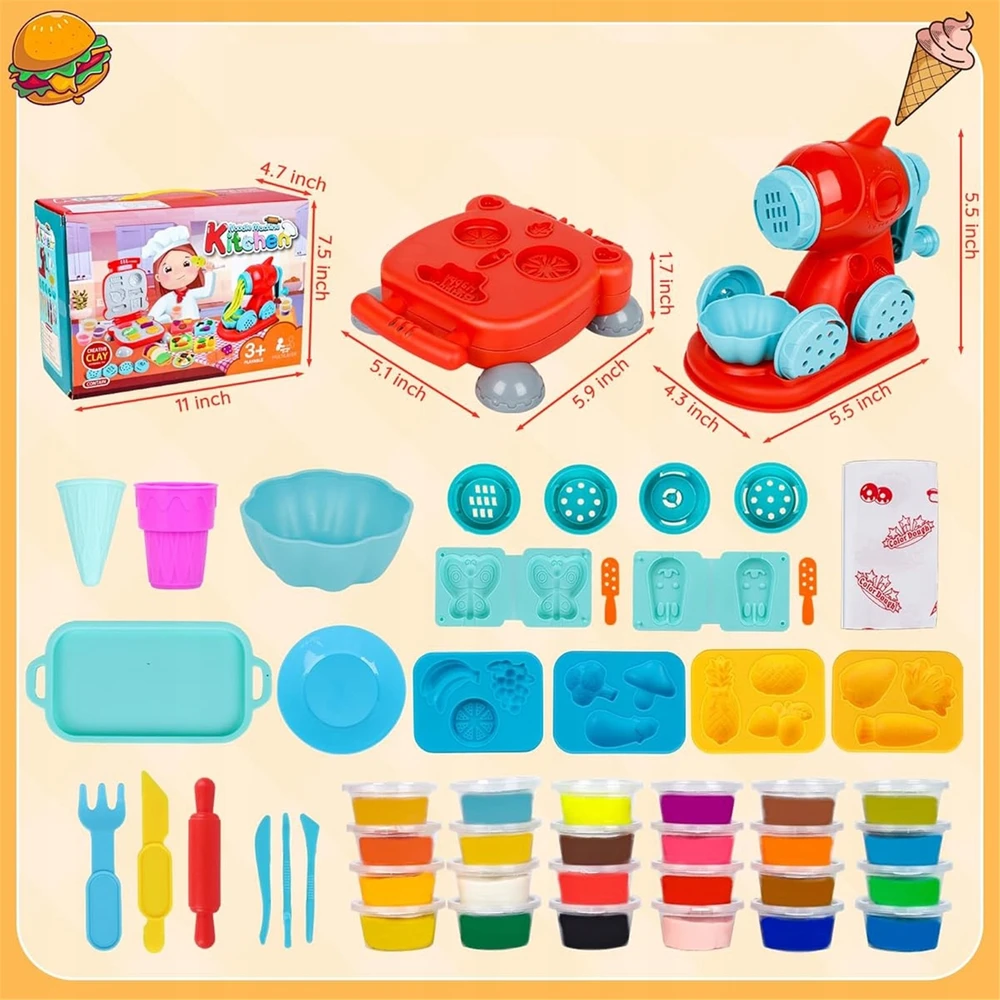 Plastilino mašina su formomis Plastikinis molio kūrybinis žaislas 51 in1