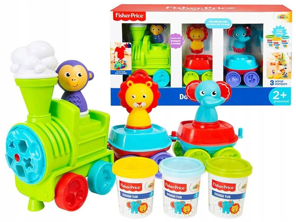Fisher Price traukinys + tešla 3 spalvos