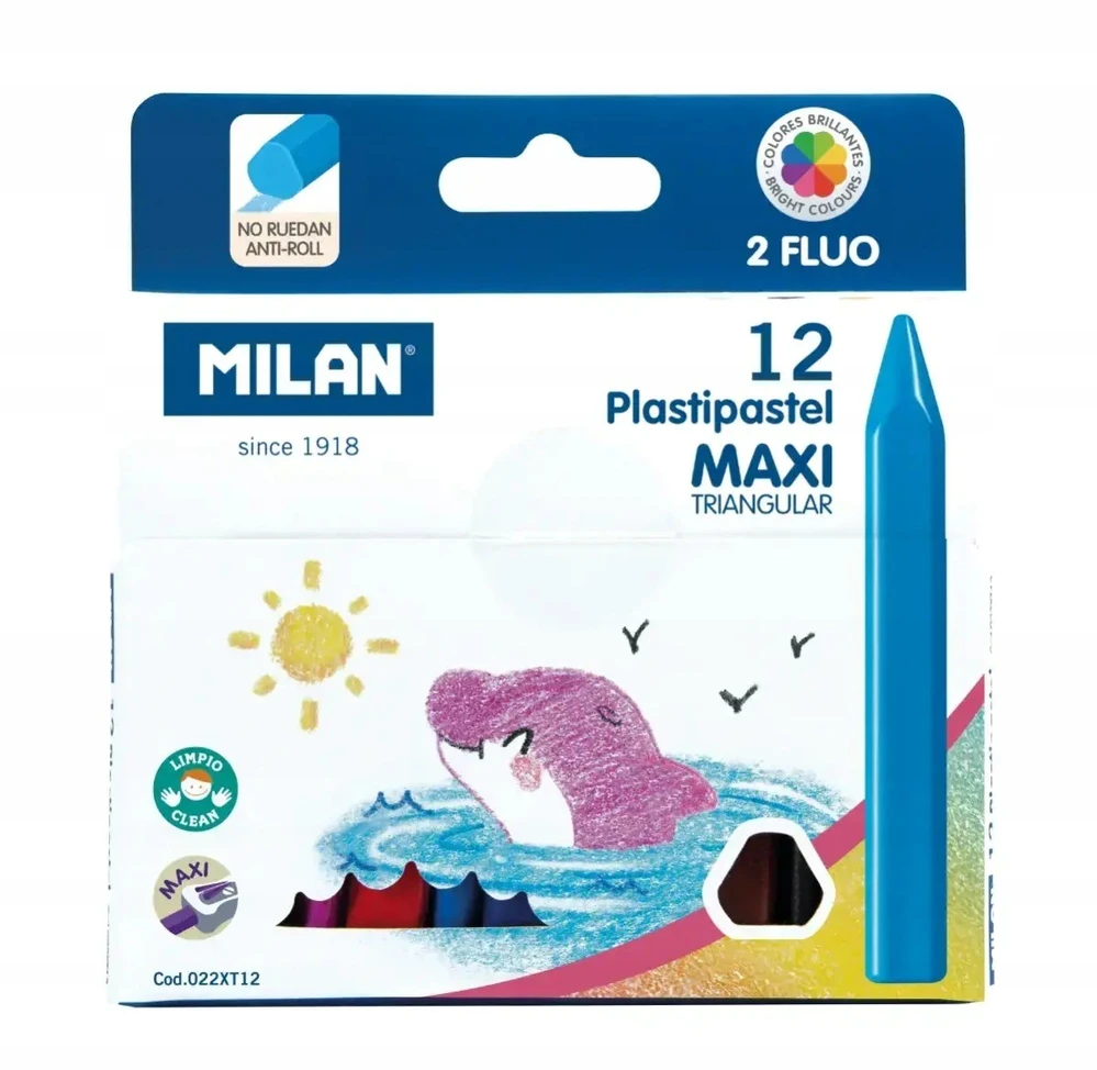 Plastipastel maxi žvakių pieštukai 12 spalvų Milan