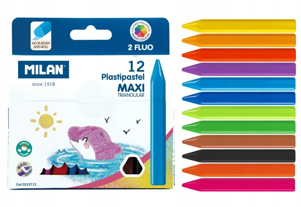 Plastipastel maxi žvakių pieštukai 12 spalvų Milan