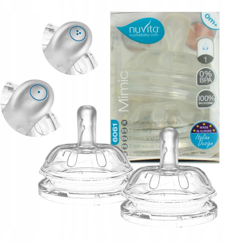 Plataus srauto maitinimo buteliuko žindukai 3m+ 2x Anti-colic NUVITA