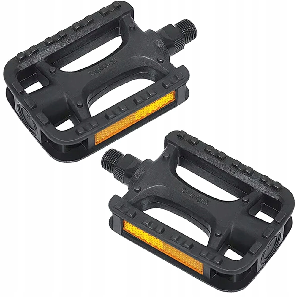 PLATFORMINIAI DVIRAČIO PEDALAI MTB BMX DIDELIS 9/16" Juodas SU ATSPINDŽIOMIS TREKINGAIS