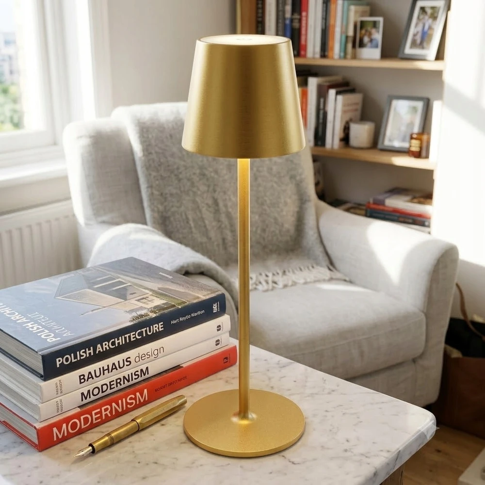 Platinet Naktinė lempa LAMPA STOJĄCA BIURKOWA WODOODPORNA DOTYKOWA 4000 MAH ZŁOTA