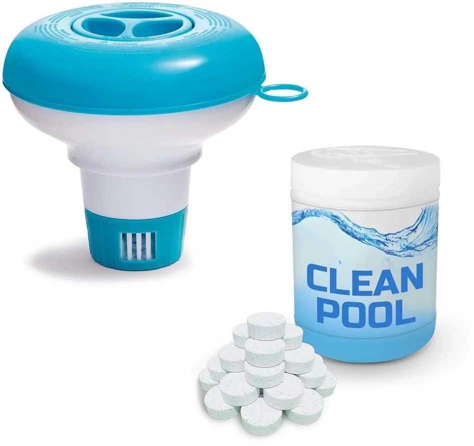 Intex Plaukiojantis cheminių medžiagų dozatorius + 0,5kg daugiafunkcinių tablečių