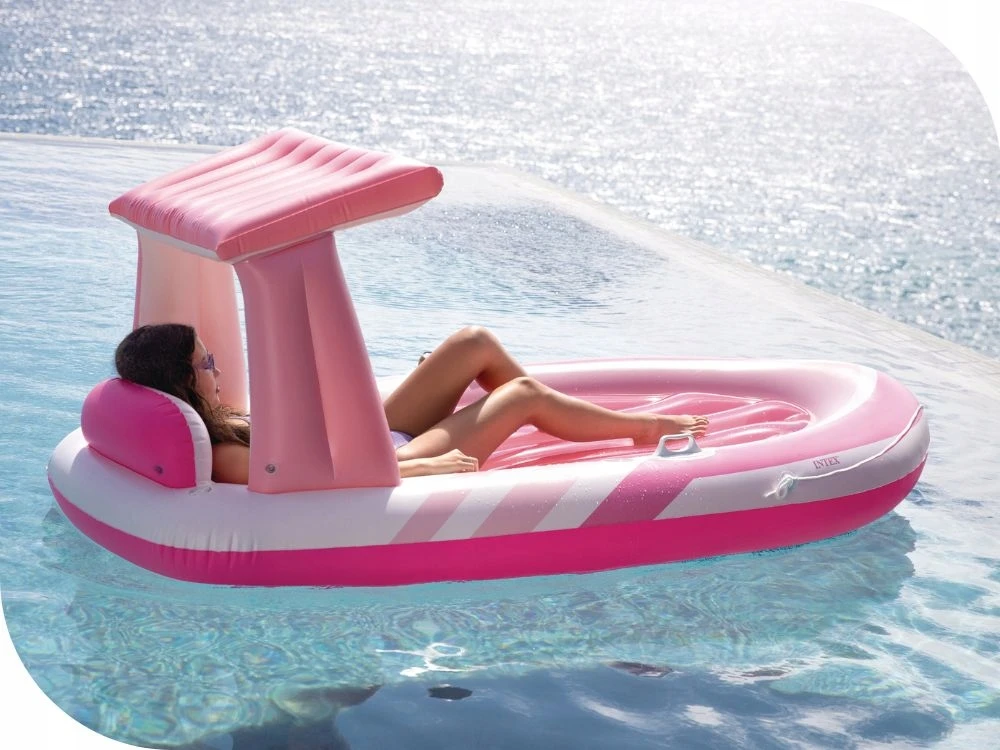 Plaukiojantis paplūdimio čiužinys su baldakimu Rožinis PARADISE Intex 57804 MODELIS 2025