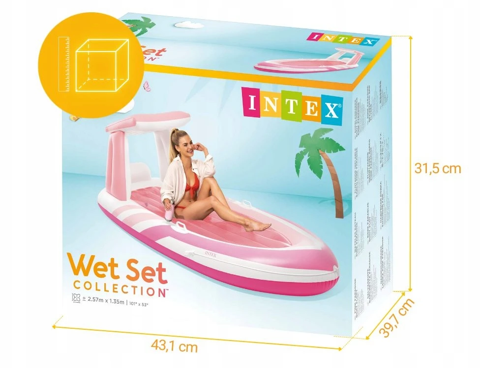 Plaukiojantis paplūdimio čiužinys su baldakimu Rožinis PARADISE Intex 57804 MODELIS 2025