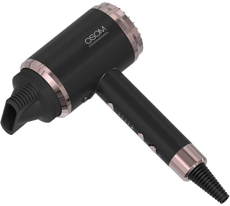 Plaukų džiovintuvas OSOM Professional Juodas Plaukų džiovintuvas OSOM6800BLHD, juodos spalvos, 1800 W