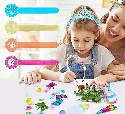 Plaukų juostų kūrimo rinkinys Spalvos Kūrybiška „pasidaryk pats“ dienos dovana