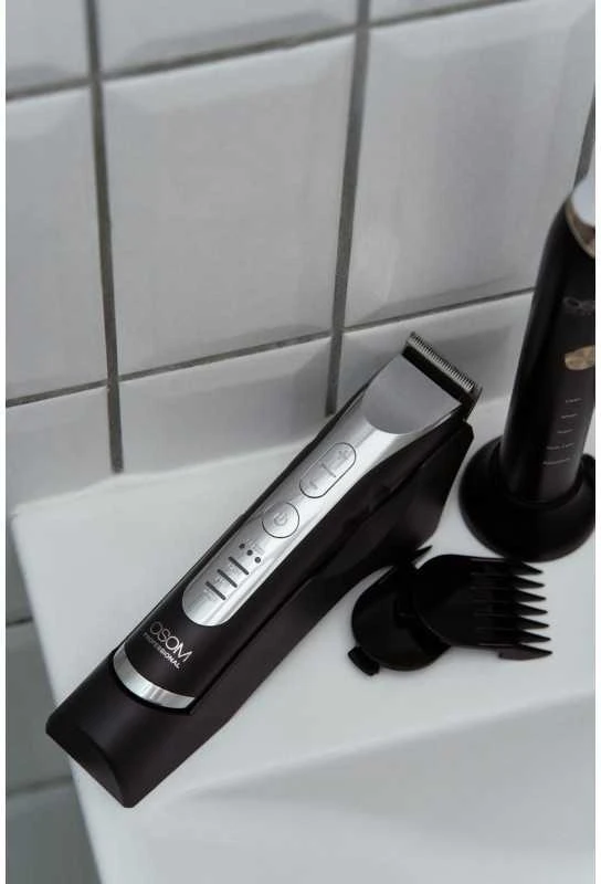 OSOM Professional Hair Trimmer Profesionali plaukų kantavimo mašinėlė - trimeris, LiFePo4 baterija, 100-240 V, 50/60 Hz, pilkos spalvos