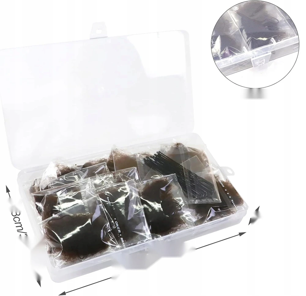 PLAUKŲ TINKLAS 24 VIENETŲ ELASTINGAS NAILONAS NEMATOMASIS KŪNELĖMS RUDAI