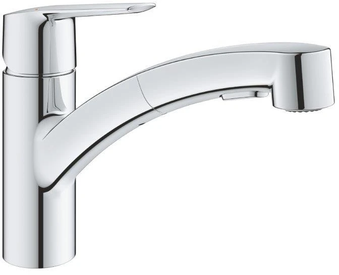 Plautuvės maišytuvas GROHE START EDGE, aukštas, ištrauk. dušelis, lenktu snapu, chromo sp.