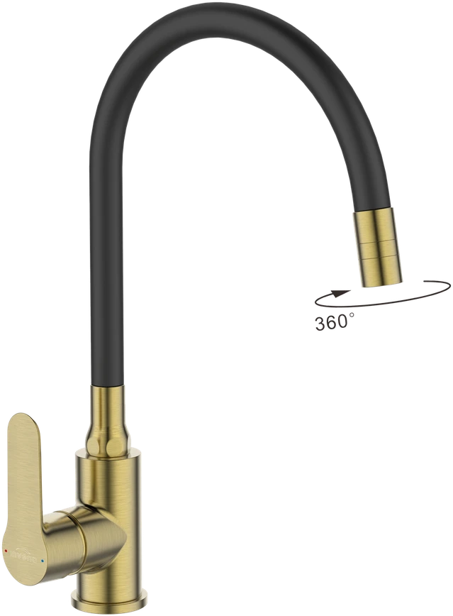 Virtuvinis maišytuvas Invena Glamour BZ-02-L17-V auks/juodas
