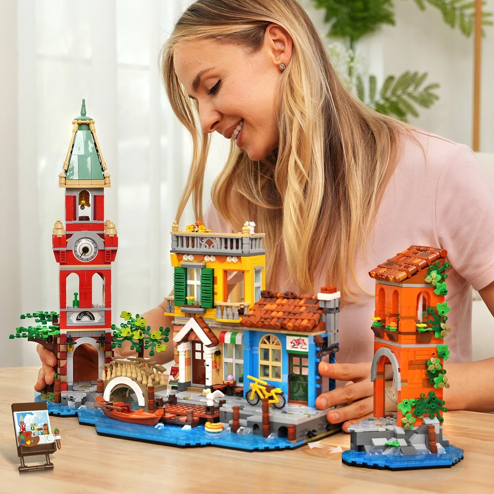 Plaxsoon ARCHITEKTŪRA MIESTO BLOKAS VENECIJA NAMAS PAGRINDINĖ GATVĖ VENECIJA FIGURINE 2155 vnt.