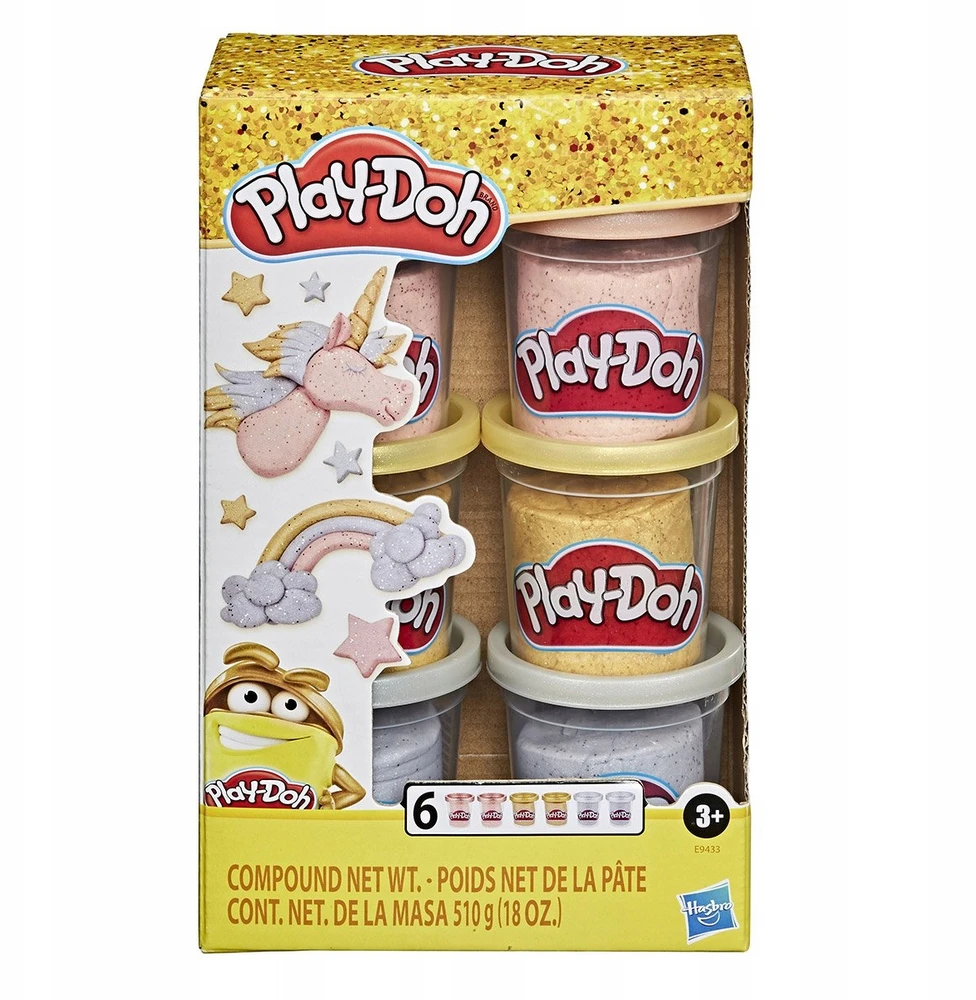 Hasbro Play-Doh metalinio efekto plastilino rinkinys, 6 vnt