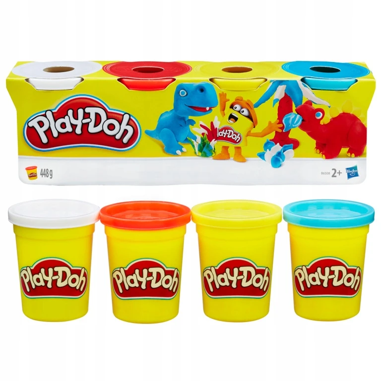Hasbro PLAY-DOH modeliavimo tešla - 4 klasikinių netoksiškų spalvų rinkinys vaikams - 112 g indeliai
