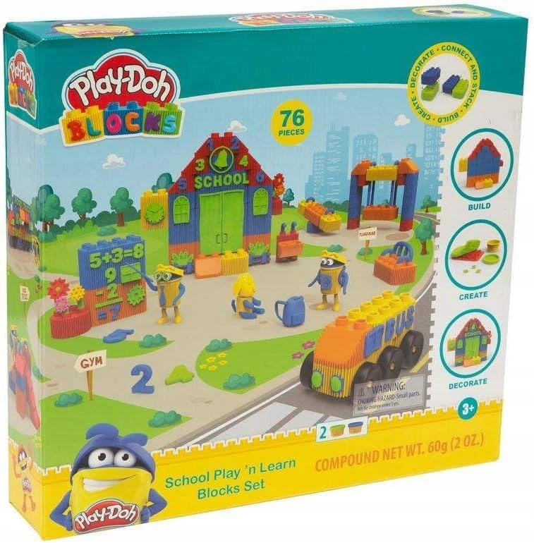 Play-doh Mokyklinis Rinkinys: 76 Detalės, Plastelinas ir Statybiniai Elementai