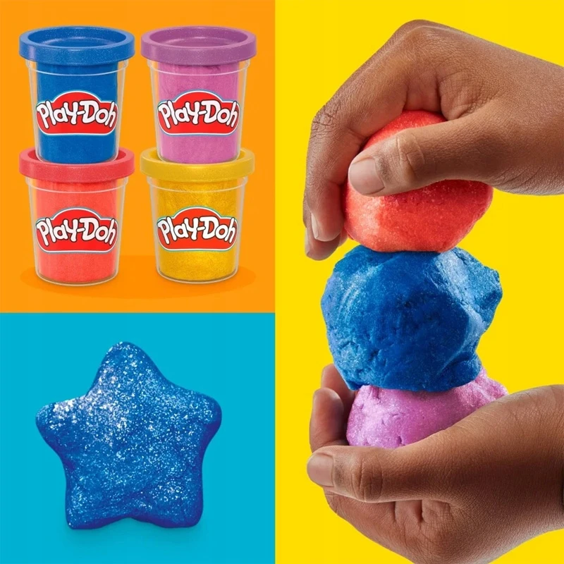 PLAY-DOH Blizgaus plastilino rinkinys, 4 vnt.
