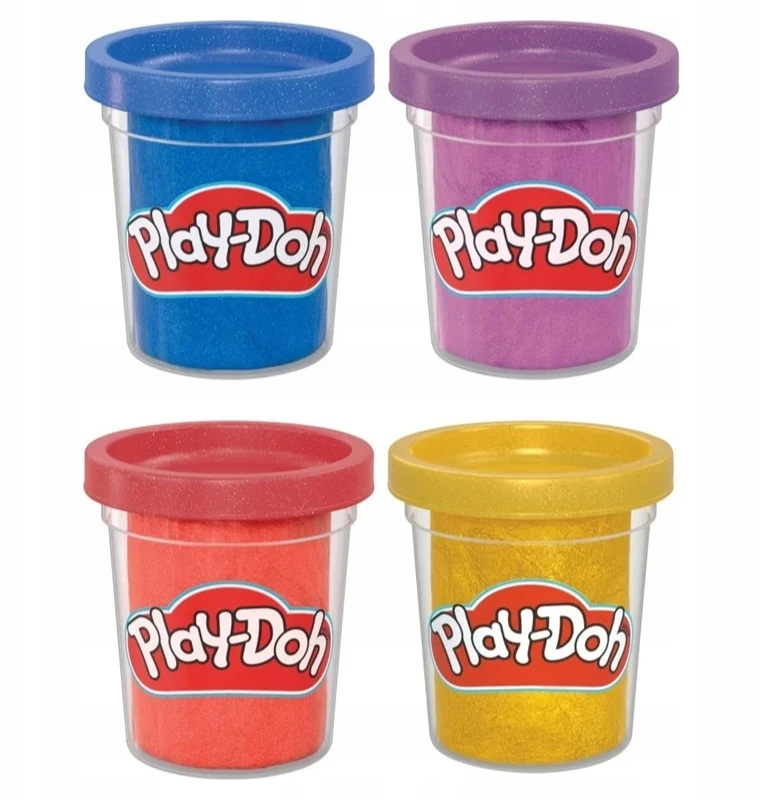 PLAY-DOH Blizgaus plastilino rinkinys, 4 vnt.
