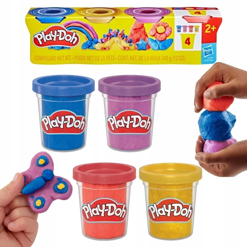 PLAY-DOH Blizgaus plastilino rinkinys, 4 vnt.