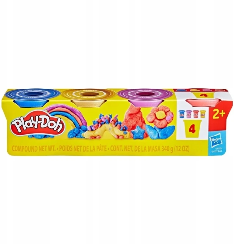 PLAY-DOH Blizgaus plastilino rinkinys, 4 vnt.