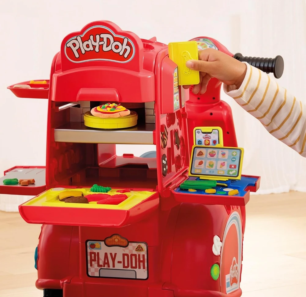 Play-Doh picerijos paspirtukas, žaidimų tešla, 10 vamzdelių + priedai
