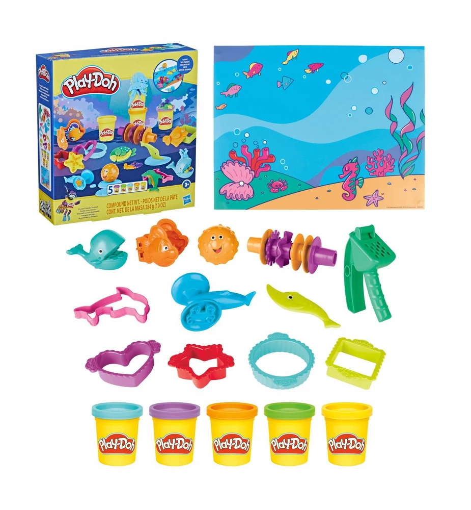 Play-Doh PLD Ocean rinkinys 5xtube + priedai. F3609 Hasbro