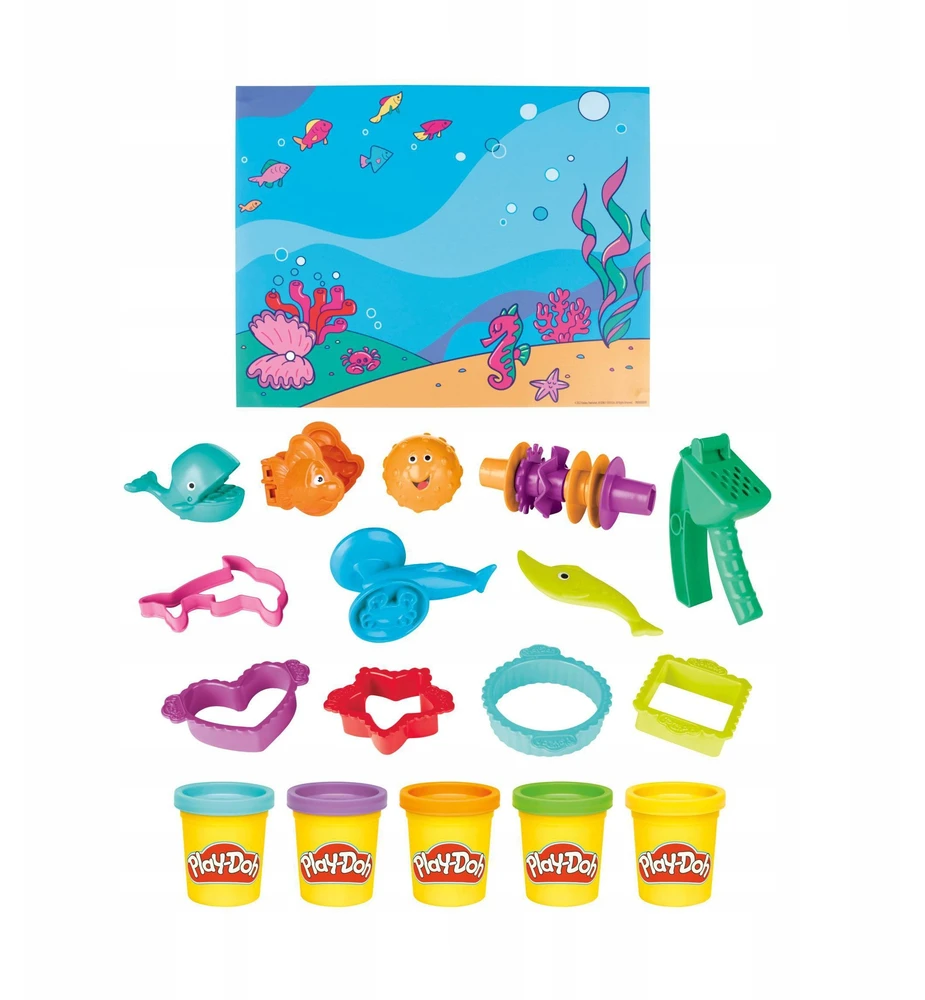 Play-Doh PLD Ocean rinkinys 5xtube + priedai. F3609 Hasbro
