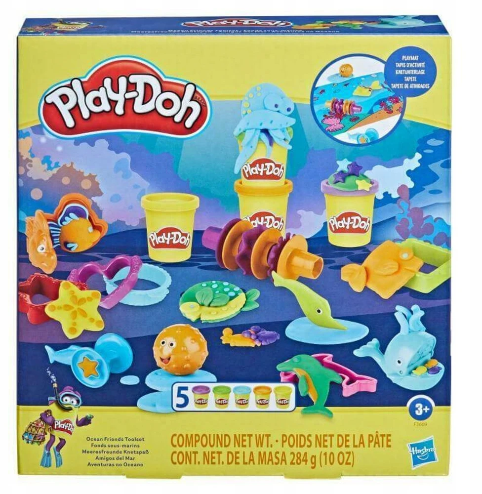 Play-Doh PLD Ocean rinkinys 5xtube + priedai. F3609 Hasbro