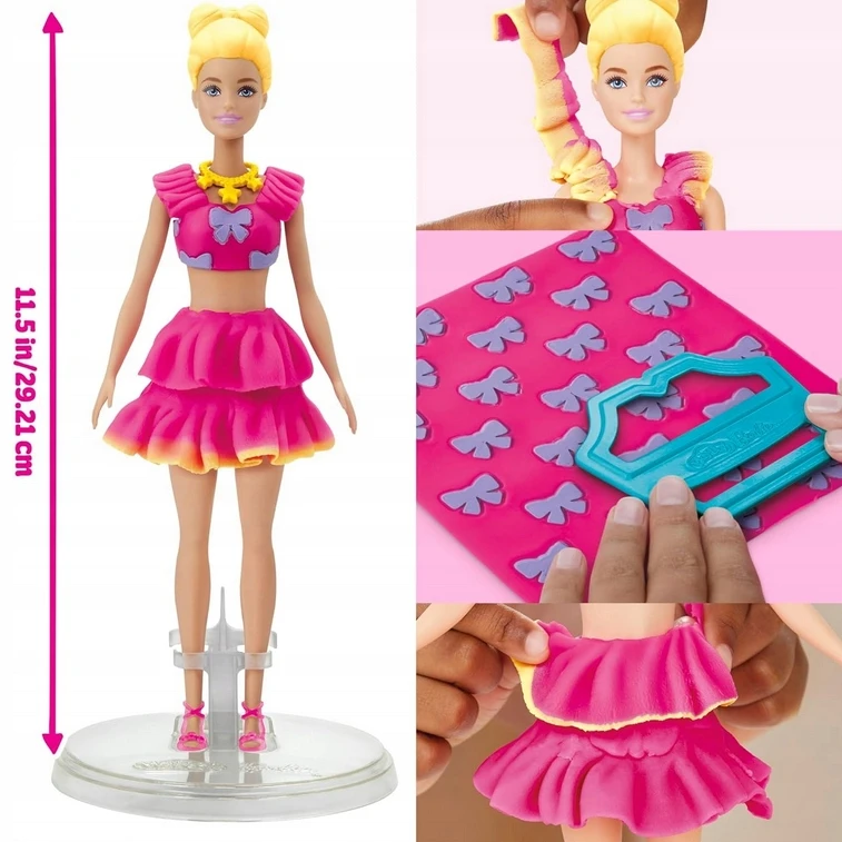 Play-Doh žaidimo tešla Barbie Fashionista lėlė raukiniai lankai Hasbro G1361