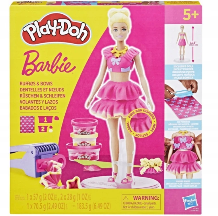 Play-Doh žaidimo tešla Barbie Fashionista lėlė raukiniai lankai Hasbro G1361