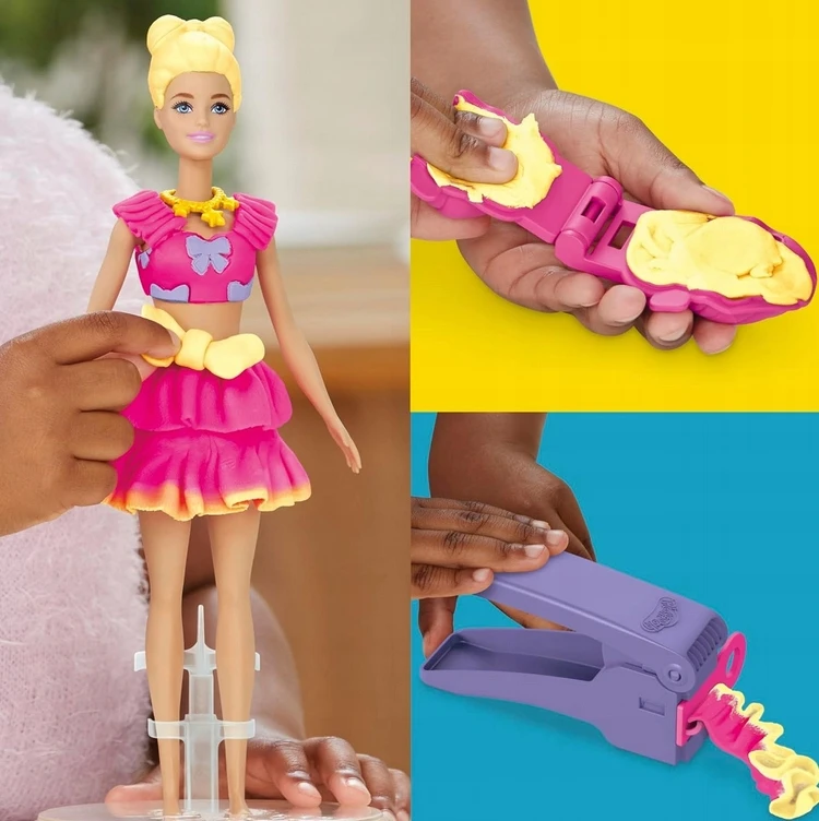 Play-Doh žaidimo tešla Barbie Fashionista lėlė raukiniai lankai Hasbro G1361