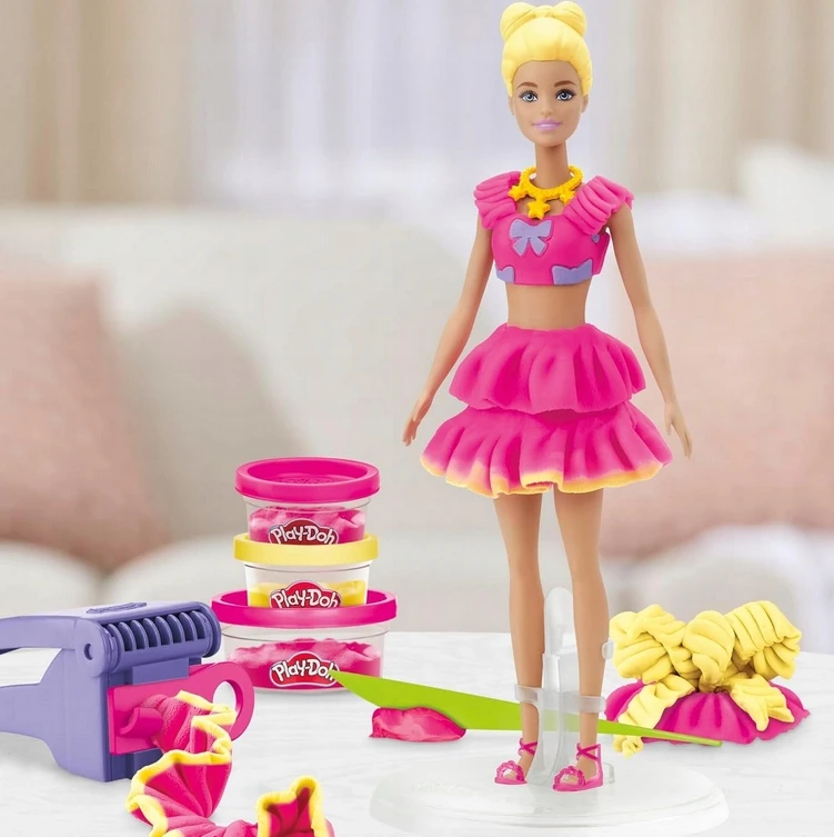 Play-Doh žaidimo tešla Barbie Fashionista lėlė raukiniai lankai Hasbro G1361