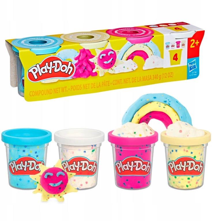 Hasbro PLAY-DOH Konfeti plastilino rinkinys, 4 vnt.