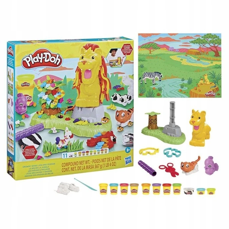PLAY-DOH žaidimų tešla Liūtas ir džiunglių draugai Hasbro F7221