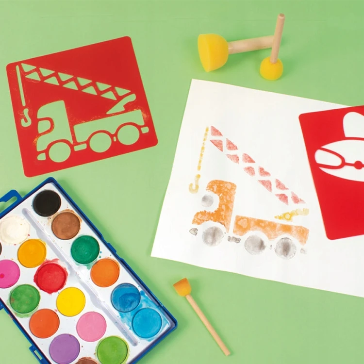 Playbox Apvalūs kempinės teptukai, šepečių rinkinys, dažymo kempinė, 4 vnt