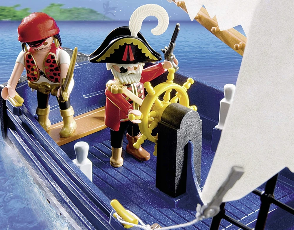 PLAYMOBIL 5810 Piratų valtis su kanonu, plaukia vandenyje, 3 personažai, 84 dalys, Piratai, Nuo 4 metų