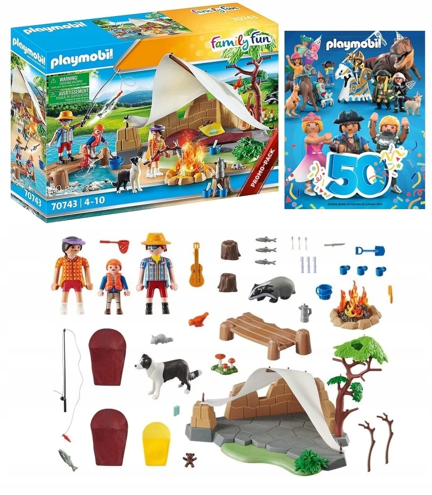 Žaislų rinkinys - Playmobil 70743 Šeimos Kempingo Išvyka Rinkinys Su Figūrėlėmis Ir Priedais, Daugiaspalvis