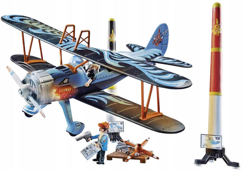 PLAYMOBIL – 70831 – „Air Stuntshow Biplane“ „Phoenix“ – su garso efektais