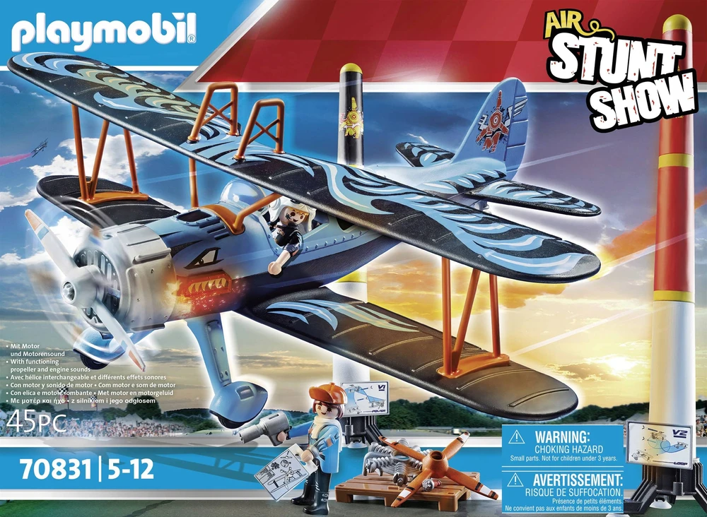 PLAYMOBIL – 70831 – „Air Stuntshow Biplane“ „Phoenix“ – su garso efektais